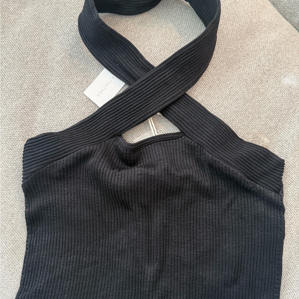 Black Ribbed Crop Top